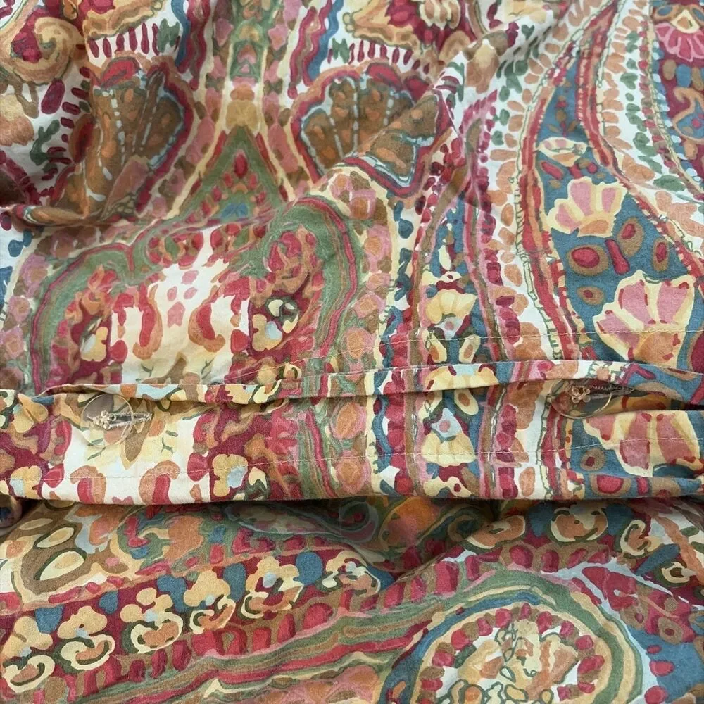 Pottery Barn Rosalie Paisley Full/Queen Duvet Cover 2013 Israel Red Orange